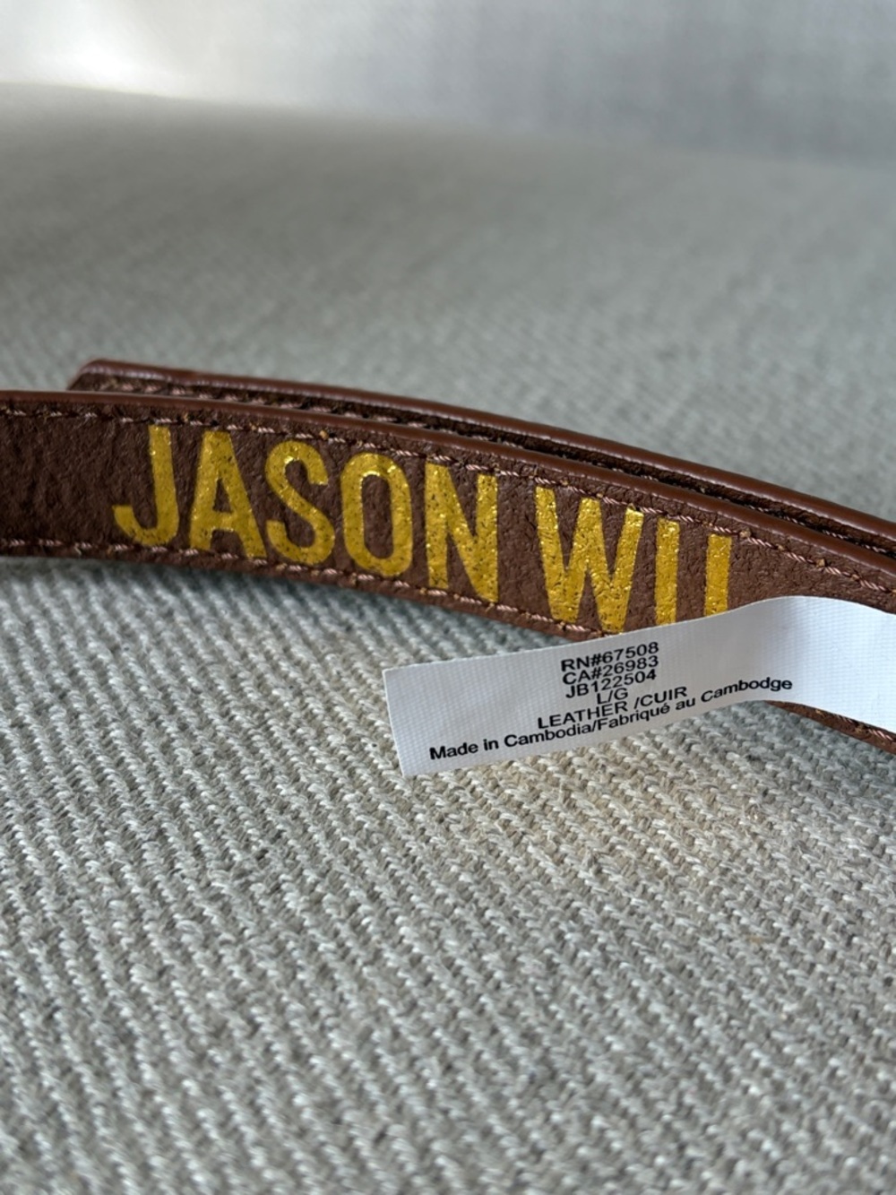 Jason Wu Size Large Cognac Leather Skinny Belt with Gold Buckle - Picture 3 of 8